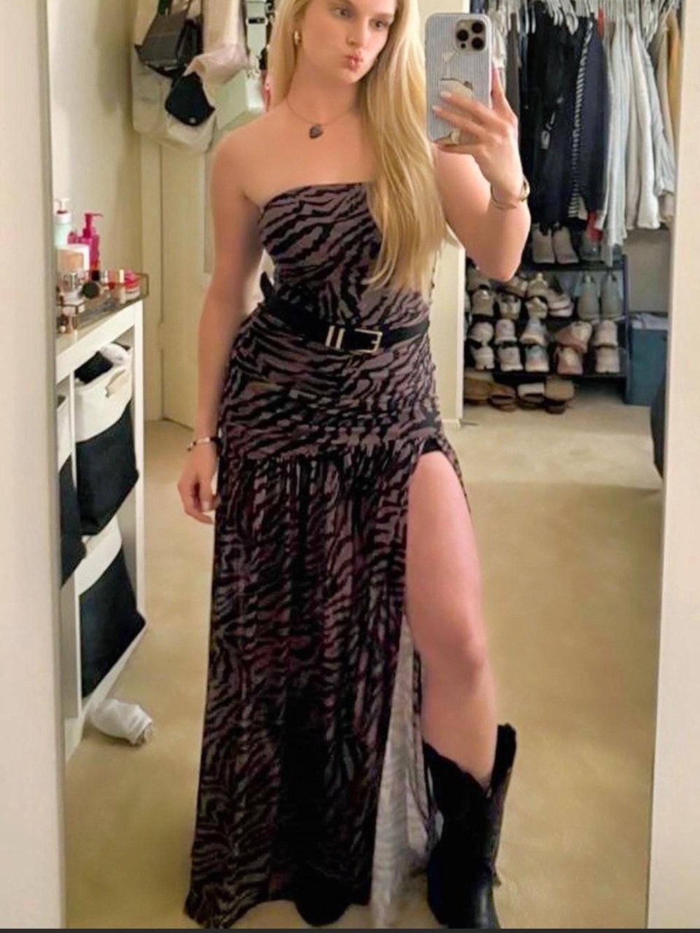 Glitzy Bella Boutique Zebra Maxi Statement Dress